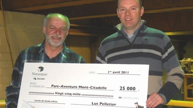Norampac - Cabano remet 25 000 $ au Parc-Aventure Mont-Citadelle