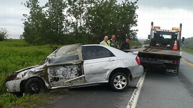 Capotage sur la route 132