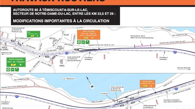 Modifications à la circulation sur la route 185 à Témiscouata-sur-le-Lac
