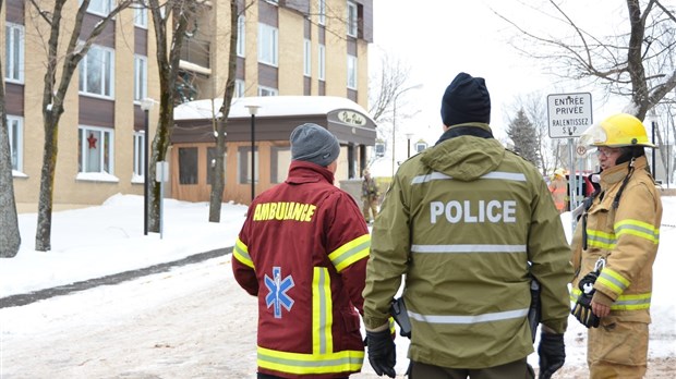 Intervention incendie à la Place Pouliot de Rivière-du-Loup