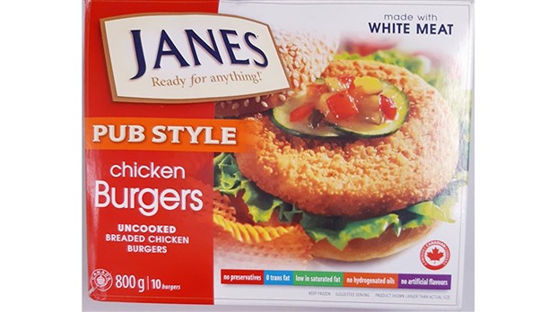 Rappel de Burgers de poulet Style Pub de marque Janes en raison de la bactérie Salmonella