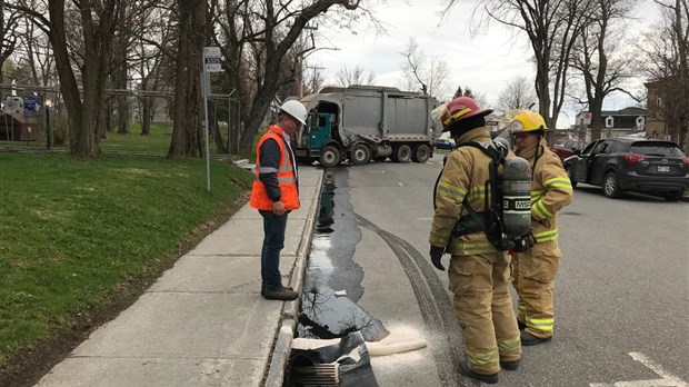 Déversement de carburant sur la rue Beaubien à Rivière-du-Loup