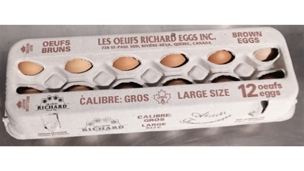 Rappel d'œufs de Les Œufs Richard Eggs Inc. en raison de la bactérie Salmonella