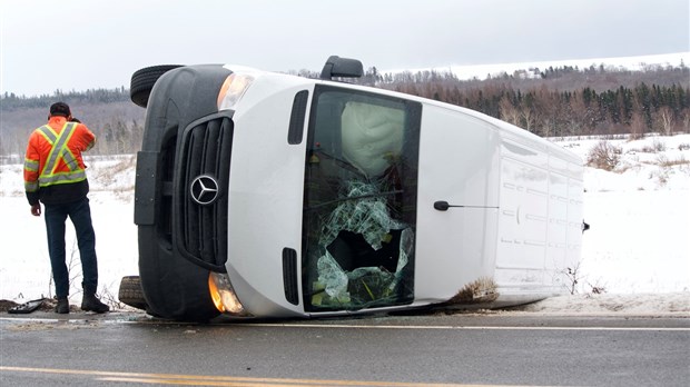 Perte de contrôle sur la route 291 à Cacouna, les vents forts en cause
