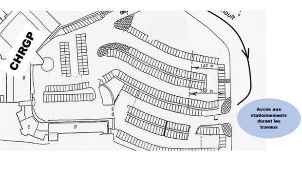 Travaux d’asphaltage à l’entrée du stationnement du CHRGP 