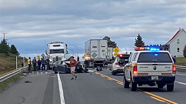 Collision majeure sur la route 185 à Saint-Louis-du-Ha! Ha!