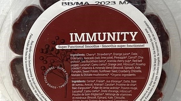 Rappel du « Smoothie super fonctionnel – Immunity » de marque Evive