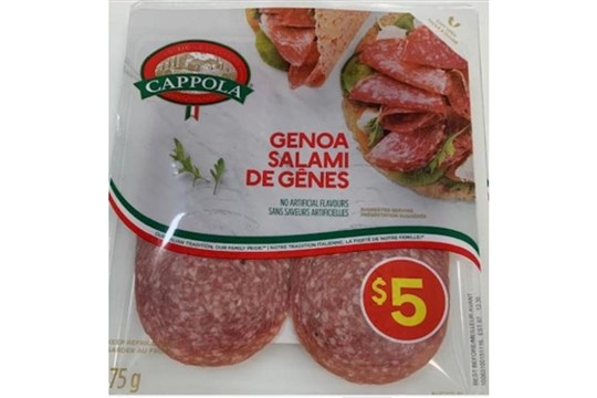 Rappel de salami de Gênes de marque Cappola 