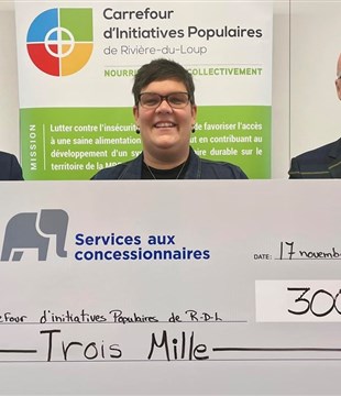 Un montant de 3 000 $ remis au Carrefour d’initiatives populaires de Rivière-du-Loup