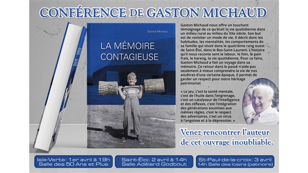 Conférences de l’auteur Gaston Michaud dans la région