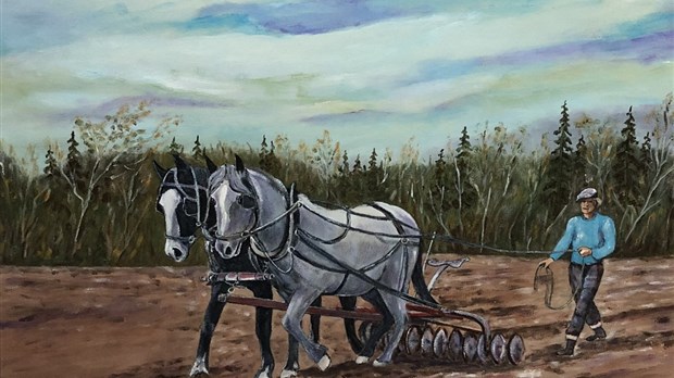 Journée du cheval : le peintre Désy Côté expose ses chevaux de trait