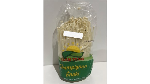 Rappel de «Champignon Énoki» de marque Lian Teng