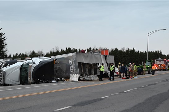 Une cargaison de porcs se renverse à Saint-Alexandre-de-Kamouraska