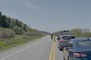Sortie de route sur la 132 entre Trois-Pistoles et Notre-Dame-des-Neiges
