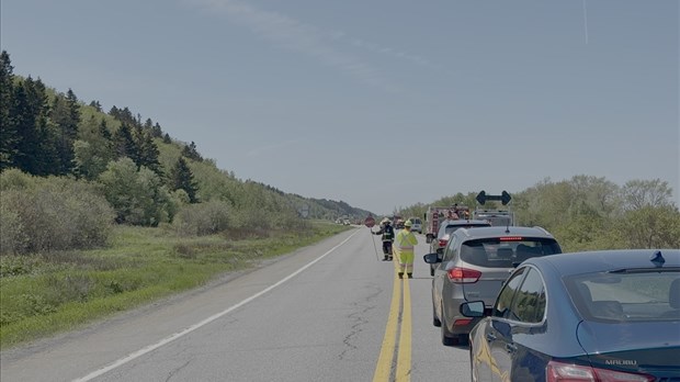 Sortie de route sur la 132 entre Trois-Pistoles et Notre-Dame-des-Neiges
