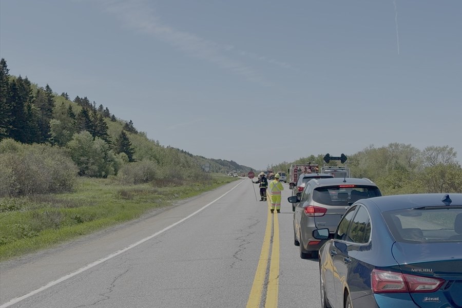 Sortie de route sur la 132 entre Trois-Pistoles et Notre-Dame-des-Neiges