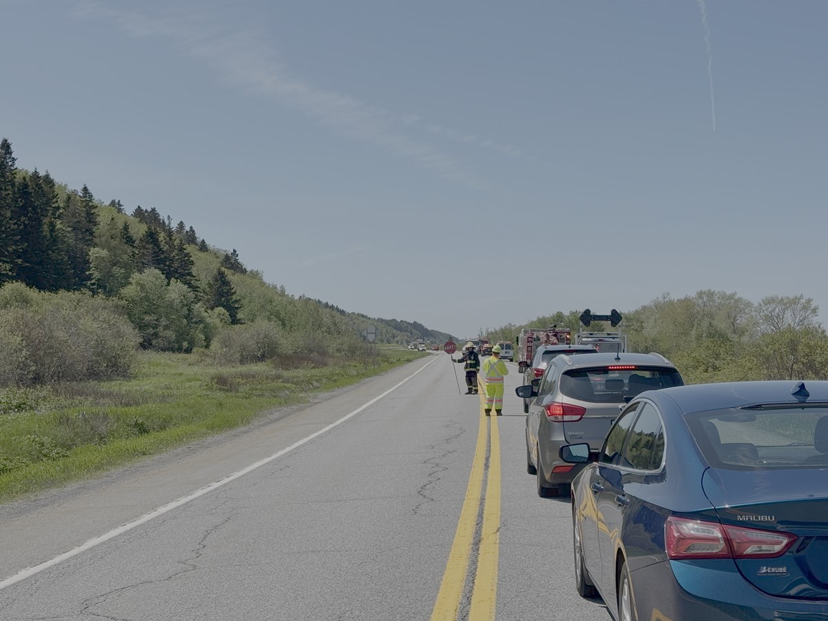 Sortie de route sur la 132 entre Trois-Pistoles et Notre-Dame-des-Neiges
